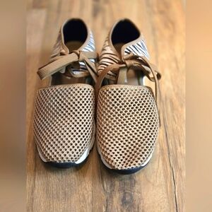 All Black Brand Made In Italy Tie Front Animal Print Sneaker/Sandals 37/6.5